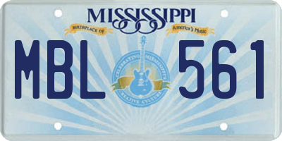MS license plate MBL561
