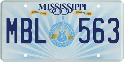 MS license plate MBL563