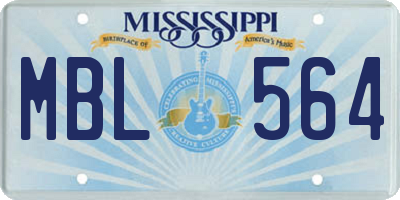 MS license plate MBL564