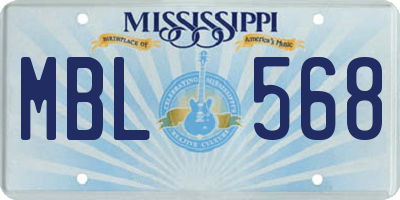 MS license plate MBL568