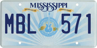 MS license plate MBL571