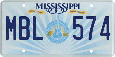 MS license plate MBL574