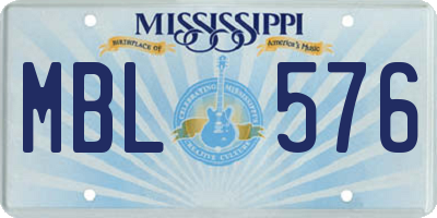 MS license plate MBL576