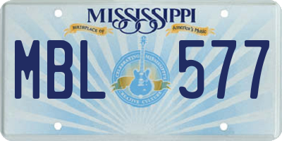 MS license plate MBL577