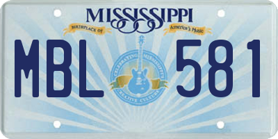 MS license plate MBL581