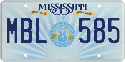 MS license plate MBL585