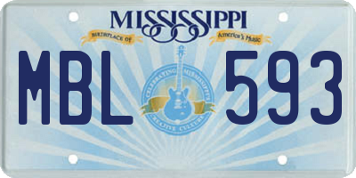 MS license plate MBL593