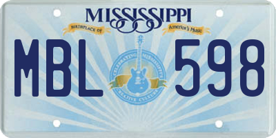 MS license plate MBL598