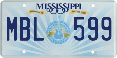 MS license plate MBL599