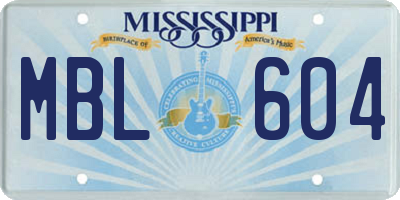 MS license plate MBL604