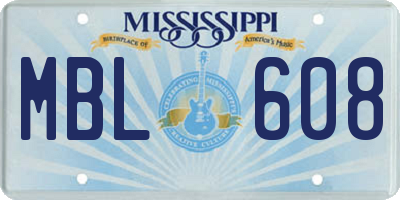 MS license plate MBL608