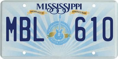 MS license plate MBL610