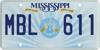 MS license plate MBL611