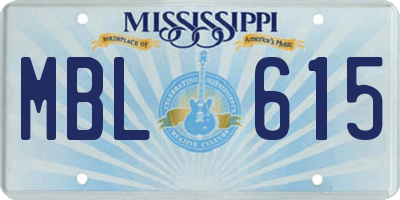 MS license plate MBL615