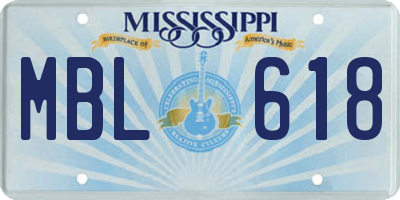 MS license plate MBL618