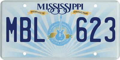MS license plate MBL623