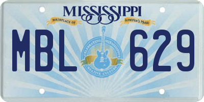 MS license plate MBL629