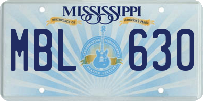 MS license plate MBL630
