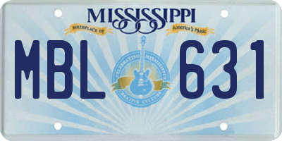 MS license plate MBL631