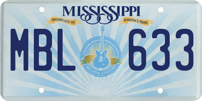 MS license plate MBL633