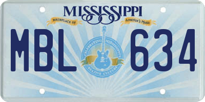 MS license plate MBL634
