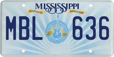 MS license plate MBL636