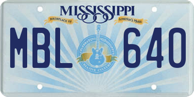 MS license plate MBL640