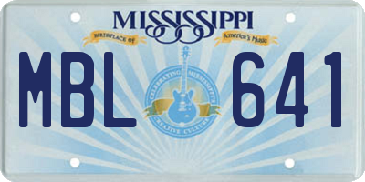 MS license plate MBL641