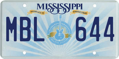 MS license plate MBL644