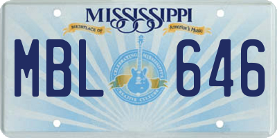 MS license plate MBL646