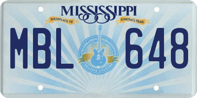 MS license plate MBL648