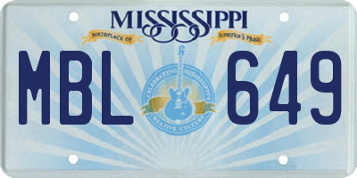 MS license plate MBL649