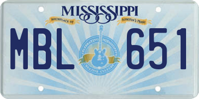 MS license plate MBL651