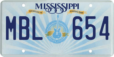 MS license plate MBL654