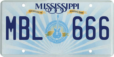 MS license plate MBL666