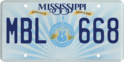 MS license plate MBL668