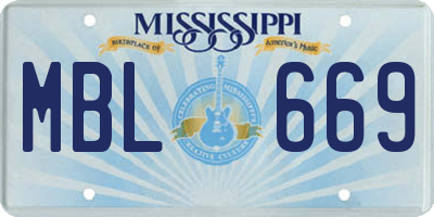 MS license plate MBL669