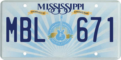 MS license plate MBL671