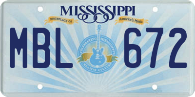 MS license plate MBL672
