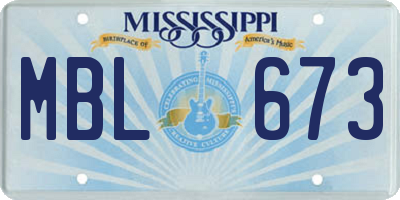 MS license plate MBL673