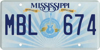 MS license plate MBL674