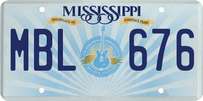 MS license plate MBL676