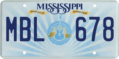 MS license plate MBL678
