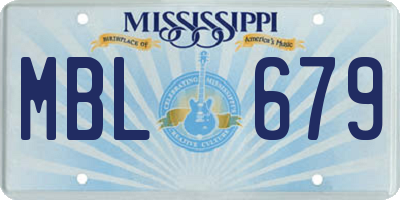 MS license plate MBL679