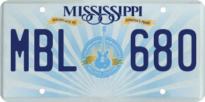 MS license plate MBL680