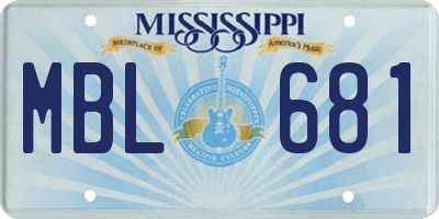 MS license plate MBL681
