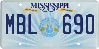 MS license plate MBL690
