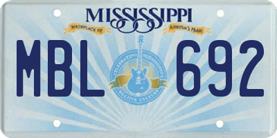 MS license plate MBL692