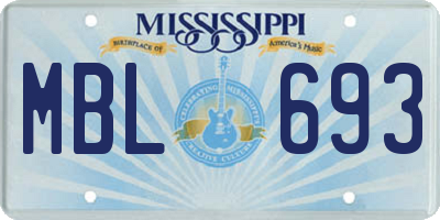 MS license plate MBL693