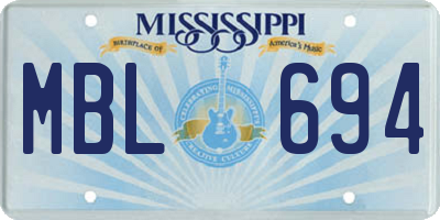 MS license plate MBL694